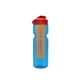 a transparent blue bottle & red lid & translucent orange infuser champion - 28 oz transparent bottle with flip lid and large infuser