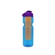a transparent blue bottle & violet lid & translucent orange infuser champion - 28 oz transparent bottle with flip lid and large infuser