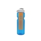 a transparent blue bottle & white lid & translucent orange infuser champion - 28 oz transparent bottle with flip lid and large infuser