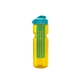 a transparent yellow bottle & cyan lid & translucent green infuser champion - 28 oz transparent bottle with flip lid and large infuser