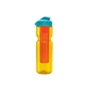 a transparent yellow bottle & cyan lid & translucent red infuser champion - 28 oz transparent bottle with flip lid and large infuser