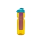 a transparent yellow bottle & cyan lid & translucent violet infuser champion - 28 oz transparent bottle with flip lid and large infuser