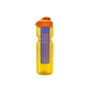 a transparent yellow bottle & orange lid & translucent blue infuser champion - 28 oz transparent bottle with flip lid and large infuser