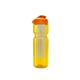a transparent yellow bottle & orange lid & translucent frost infuser champion - 28 oz transparent bottle with flip lid and large infuser