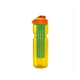 a transparent yellow bottle & orange lid & translucent green infuser champion - 28 oz transparent bottle with flip lid and large infuser