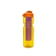 a transparent yellow bottle & orange lid & translucent violet infuser champion - 28 oz transparent bottle with flip lid and large infuser