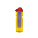 a transparent yellow bottle & red lid & translucent blue infuser champion - 28 oz transparent bottle with flip lid and large infuser