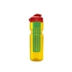 a transparent yellow bottle & red lid & translucent green infuser champion - 28 oz transparent bottle with flip lid and large infuser