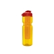 a transparent yellow bottle & red lid & translucent orange infuser champion - 28 oz transparent bottle with flip lid and large infuser