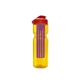 a transparent yellow bottle & red lid & translucent violet infuser champion - 28 oz transparent bottle with flip lid and large infuser