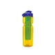 a transparent yellow bottle & reflex blue lid & translucent green infuser champion - 28 oz transparent bottle with flip lid and large infuser