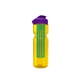 a transparent yellow bottle & violet lid & translucent green infuser champion - 28 oz transparent bottle with flip lid and large infuser