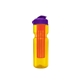 a transparent yellow bottle & violet lid & translucent red infuser champion - 28 oz transparent bottle with flip lid and large infuser