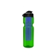a transparent green bottle & black lid & translucent blue infuser champion - 28 oz transparent bottle with flip lid and large infuser
