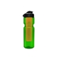 a transparent green bottle & black lid & translucent orange infuser champion - 28 oz transparent bottle with flip lid and large infuser