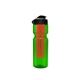a transparent green bottle & black lid & translucent red infuser champion - 28 oz transparent bottle with flip lid and large infuser