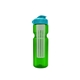 a transparent green bottle & cyan lid & translucent frost infuser champion - 28 oz transparent bottle with flip lid and large infuser