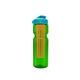 a transparent green bottle & cyan lid & translucent orange infuser champion - 28 oz transparent bottle with flip lid and large infuser
