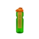 a transparent green bottle & orange lid & translucent orange infuser champion - 28 oz transparent bottle with flip lid and large infuser