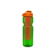 a transparent green bottle & orange lid & translucent red infuser champion - 28 oz transparent bottle with flip lid and large infuser