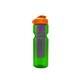 a transparent green bottle & orange lid & translucent violet infuser champion - 28 oz transparent bottle with flip lid and large infuser