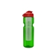 a transparent green bottle & red lid & translucent frost infuser champion - 28 oz transparent bottle with flip lid and large infuser