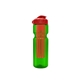 a transparent green bottle & red lid & translucent red infuser champion - 28 oz transparent bottle with flip lid and large infuser