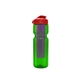 a transparent green bottle & red lid & translucent violet infuser champion - 28 oz transparent bottle with flip lid and large infuser