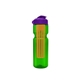 a transparent green bottle & violet lid & translucent orange infuser champion - 28 oz transparent bottle with flip lid and large infuser