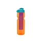 a transparent orange bottle & cyan lid & translucent violet infuser champion - 28 oz transparent bottle with flip lid and large infuser