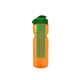 a transparent orange bottle & green lid & translucent green infuser champion - 28 oz transparent bottle with flip lid and large infuser