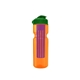 a transparent orange bottle & green lid & translucent violet infuser champion - 28 oz transparent bottle with flip lid and large infuser