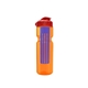 a transparent orange bottle & red lid & translucent blue infuser champion - 28 oz transparent bottle with flip lid and large infuser