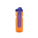 a transparent orange bottle & reflex blue lid & translucent blue infuser champion - 28 oz transparent bottle with flip lid and large infuser