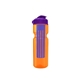 a transparent orange bottle & violet lid & translucent blue infuser champion - 28 oz transparent bottle with flip lid and large infuser