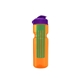 a transparent orange bottle & violet lid & translucent green infuser champion - 28 oz transparent bottle with flip lid and large infuser