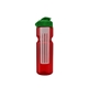 a transparent red bottle & green lid & translucent frost infuser champion - 28 oz transparent bottle with flip lid and large infuser