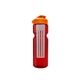 a transparent red bottle & orange lid & translucent frost infuser champion - 28 oz transparent bottle with flip lid and large infuser