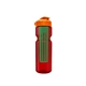 a transparent red bottle & orange lid & translucent green infuser champion - 28 oz transparent bottle with flip lid and large infuser