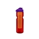 a transparent red bottle & violet lid & translucent orange infuser champion - 28 oz transparent bottle with flip lid and large infuser