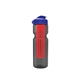 a smoke bottle & reflex blue lid & translucent red infuser champion - 28 oz transparent bottle with flip lid and large infuser