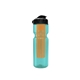 a transparent teal bottle & black lid & translucent orange infuser champion - 28 oz transparent bottle with flip lid and large infuser
