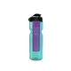 a transparent teal bottle & black lid & translucent violet infuser champion - 28 oz transparent bottle with flip lid and large infuser