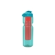 a transparent teal bottle & cyan lid & translucent red infuser champion - 28 oz transparent bottle with flip lid and large infuser
