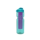a transparent teal bottle & cyan lid & translucent violet infuser champion - 28 oz transparent bottle with flip lid and large infuser