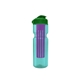 a transparent teal bottle & green lid & translucent violet infuser champion - 28 oz transparent bottle with flip lid and large infuser