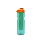 a transparent teal bottle & orange lid & translucent green infuser champion - 28 oz transparent bottle with flip lid and large infuser