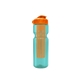 a transparent teal bottle & orange lid & translucent orange infuser champion - 28 oz transparent bottle with flip lid and large infuser