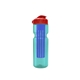 a transparent teal bottle & red lid & translucent blue infuser champion - 28 oz transparent bottle with flip lid and large infuser
