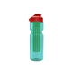 a transparent teal bottle & red lid & translucent green infuser champion - 28 oz transparent bottle with flip lid and large infuser